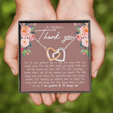 Mother's Thank You 'Babysitter' Interlocking Hearts Necklace - Love You This Much